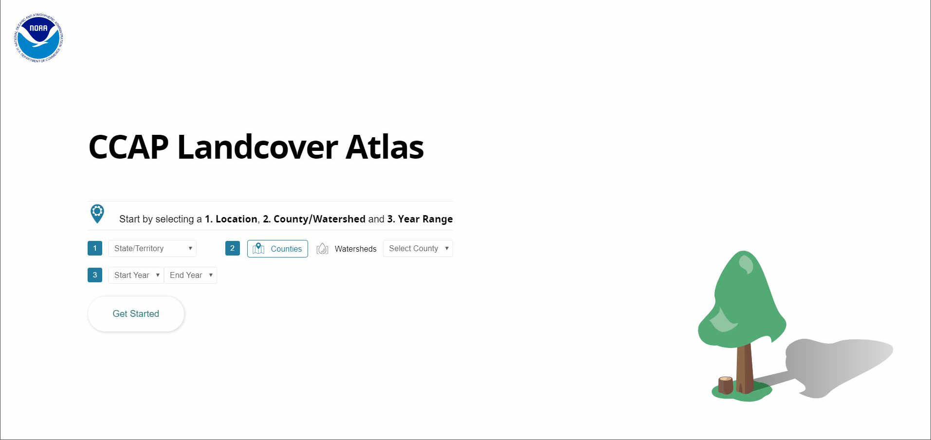 CCAP Land Cover Atlas splash screen.