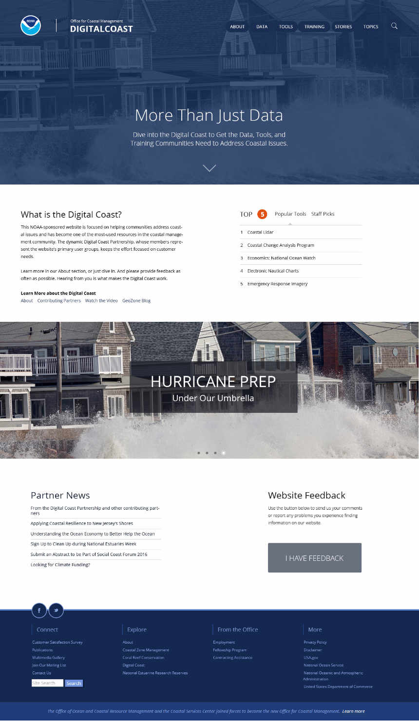 Digital Coast home screen