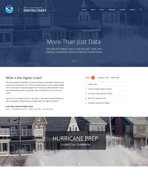 Digital Coast home screen