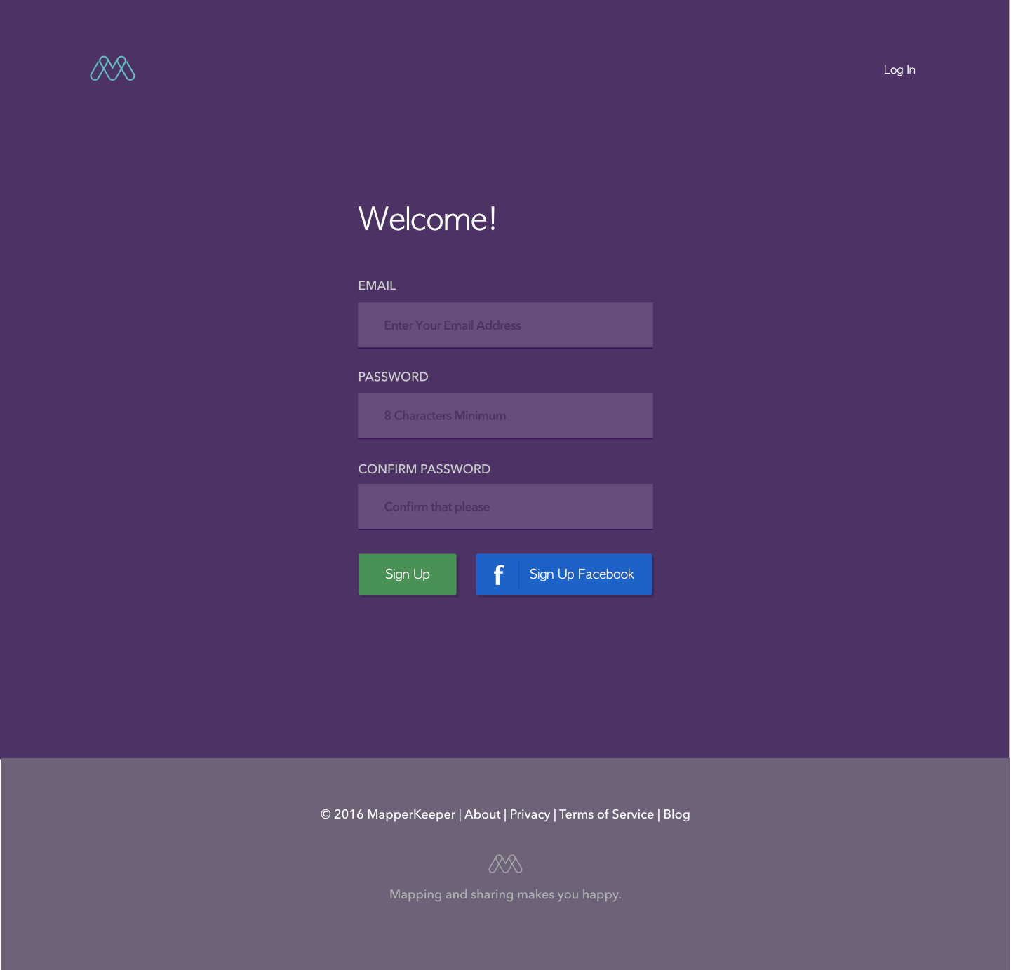 MapperKeeper sign up form.